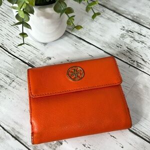 Tory Burch Robinson Double Snap Wallet Orange